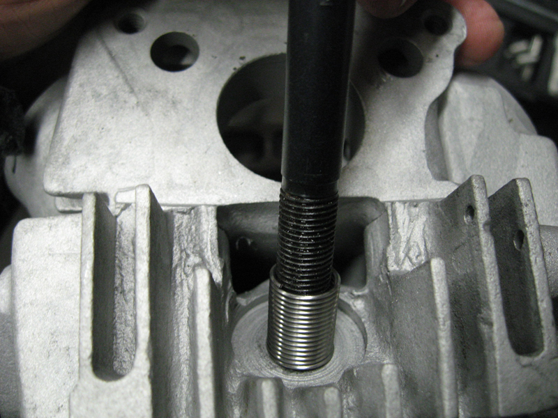 BM Anotehr shot of the heli coil going in the head.